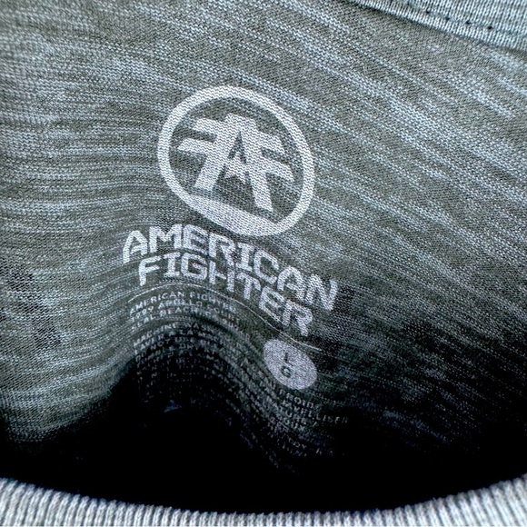 American Fighter Distressed Green and Black Long Sleeve Tee - Picture 6 of 11